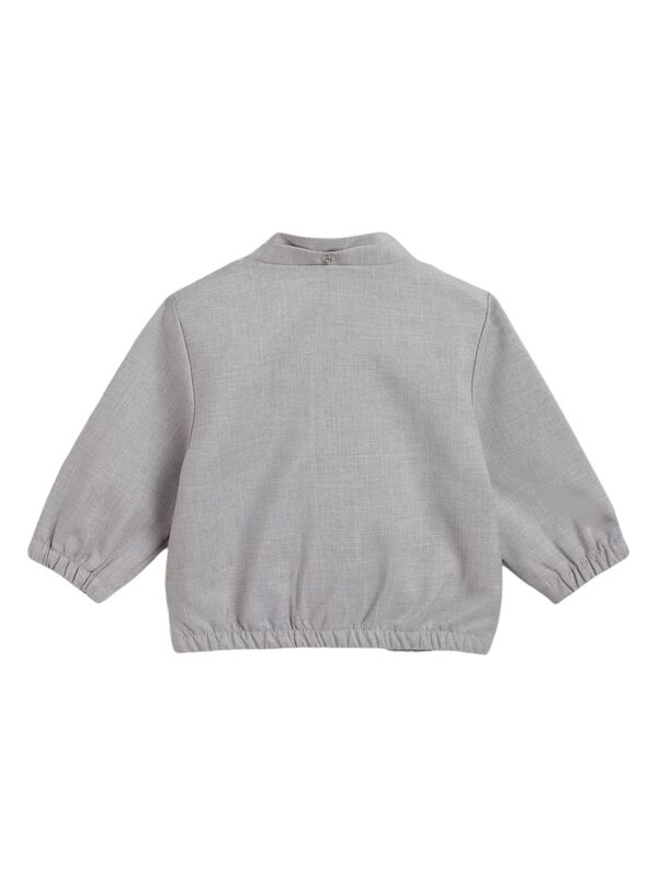 Boys Medium Grey Solid Jacket image number 2